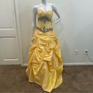 Belle Disney Princess Yellow Beaded Ballgown Costume Dress